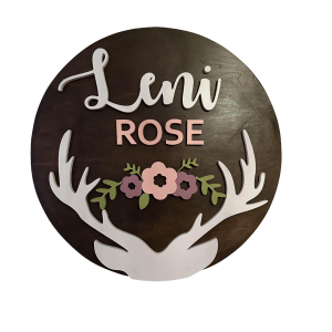 Flower Nursery Name Sign – Floral Antler Boho
