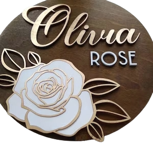 Flower Nursery Name Sign – Layered Rose Statement