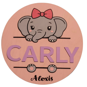 Little Critters Nursery Name Sign – Elephant with Bow