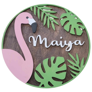 Little Critters Nursery Name Sign – Flamingo Tropical