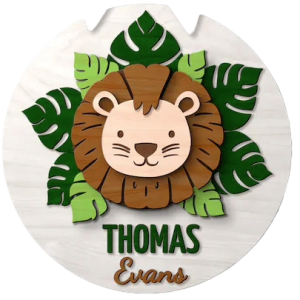 Little Critters Nursery Name Sign – Bear Jungle Leaves