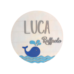 Nautical Nursery Name Sign – Whale & Ocean Waves
