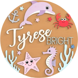 Under the Sea Nursery Name Sign – Dolphin, Seahorse & Starfish