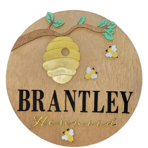 Storybook Animal Nursery Name Sign – Beehive & Bees