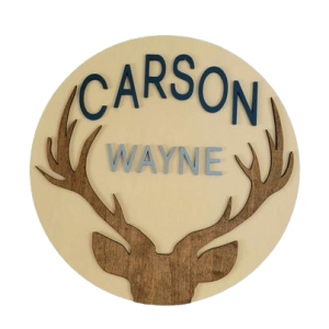 Woodland Nursery Name Sign with Deer Antlers