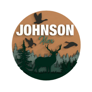 Woodland Nursery Name Sign with Deer, Forest & Birds